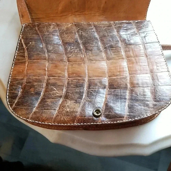 Vintage Crocodile Leather Shoulder Bag  Mid-Century True Vintage - Picture 7 of 8